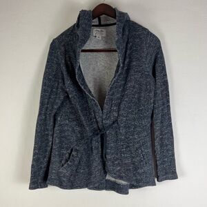 Lucky Lotus by Lucky Brand Soft Knit Belted Cardigan Hoodie in Blue Medium